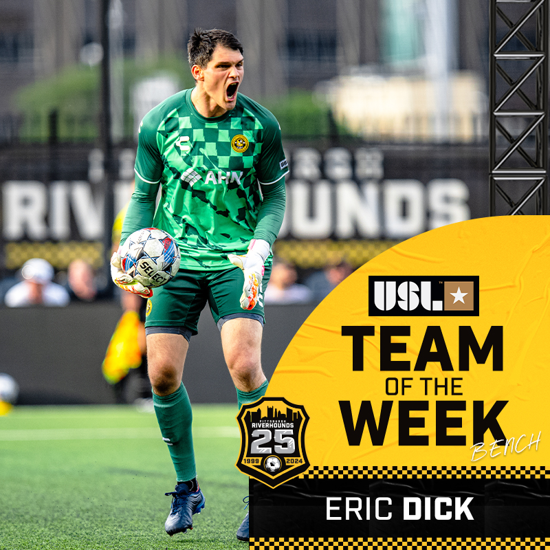 Picture of Eric dick after making a save with the team of the week graphic 