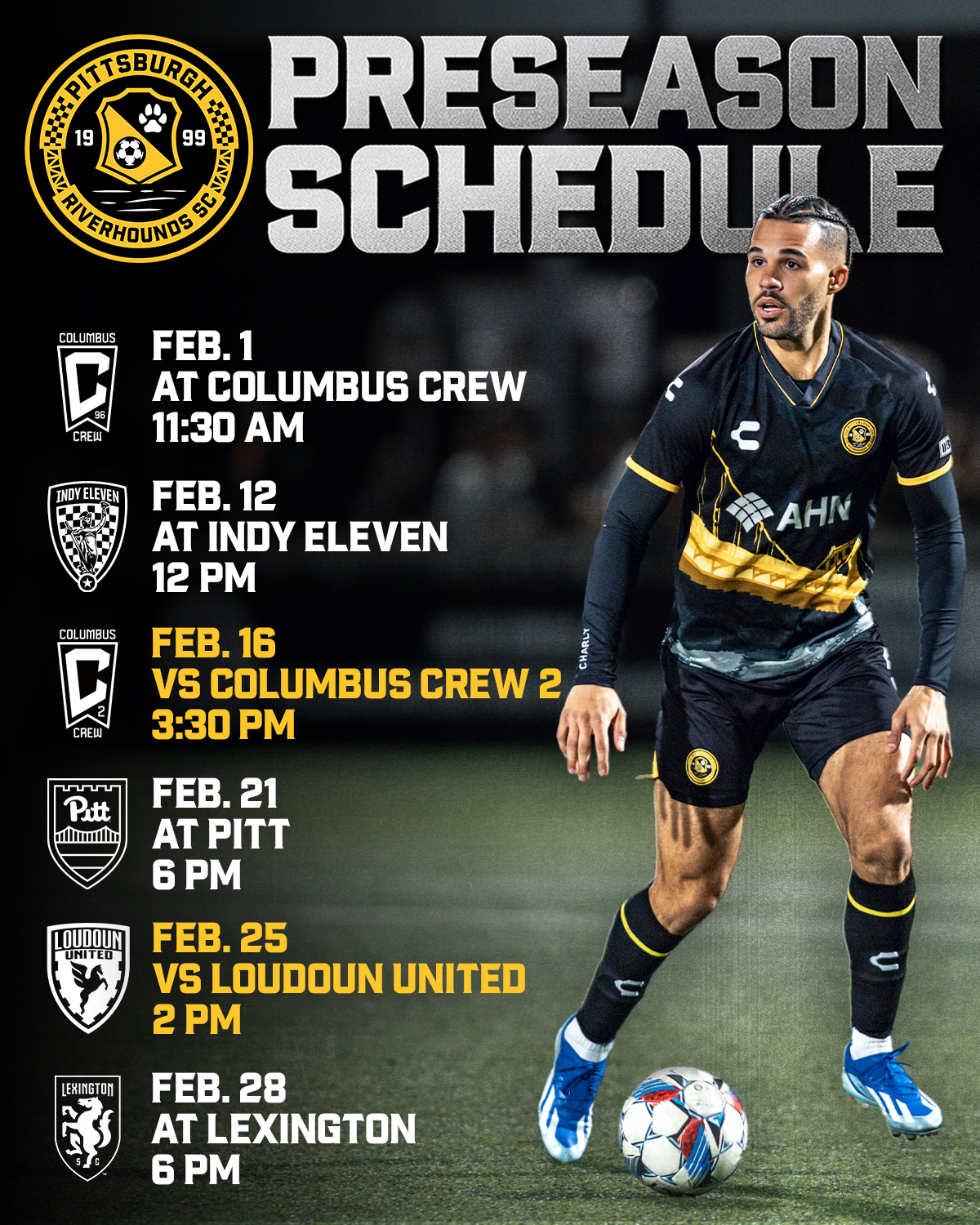 Crew, Pitt headline Hounds six preseason contests featured image