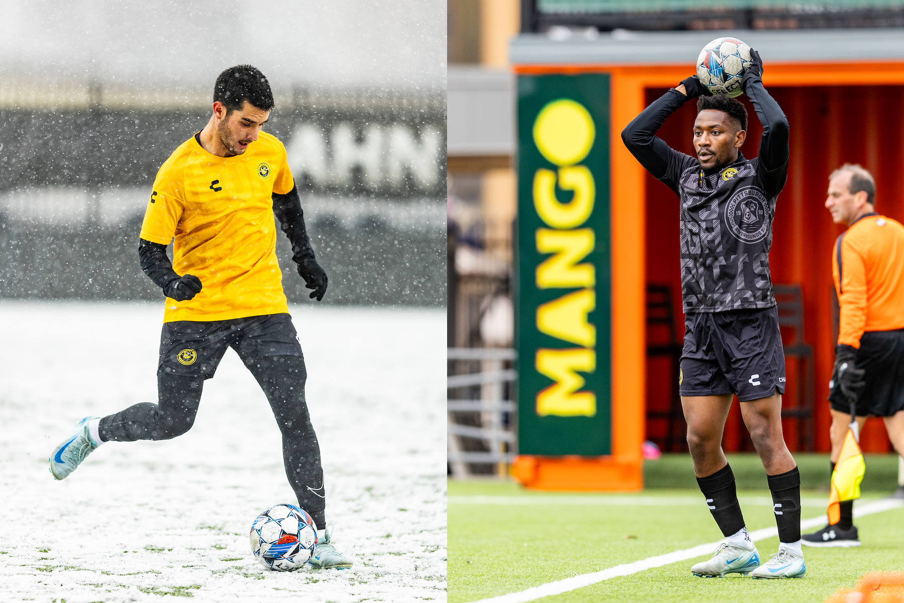 New Riverhounds SC signings Beto Ydrach (left) and Perrin Barnes